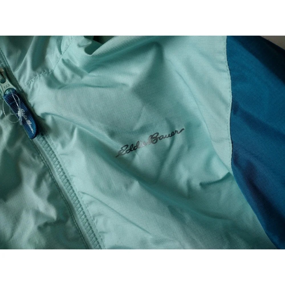 Eddie Bauer Kids Small 7/8‎ Hooded Windbreaker Jacket Blue Colorblock